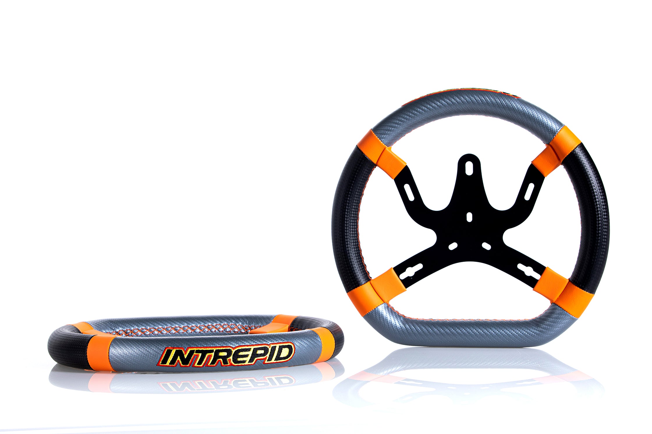 STEERING WHEEL with 4 SPOKES Ø330MM - mod.RACE with LAP TIMER SUPPORT INTEGRATED – Original Intrepid Ersatzteil für Kartsport