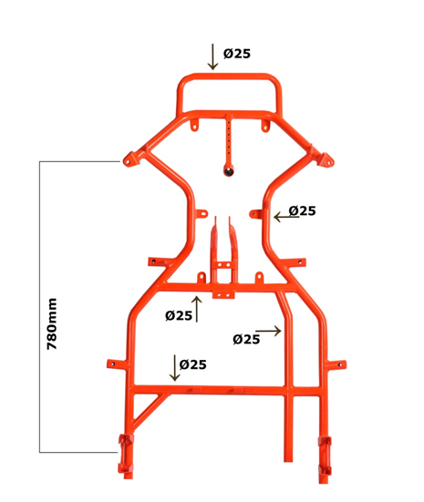 BABY KART FRAME mod.SCOUT tube Ø25 wheelbase 780mm - 2025/2027 – Original Intrepid replacement part for kart racing