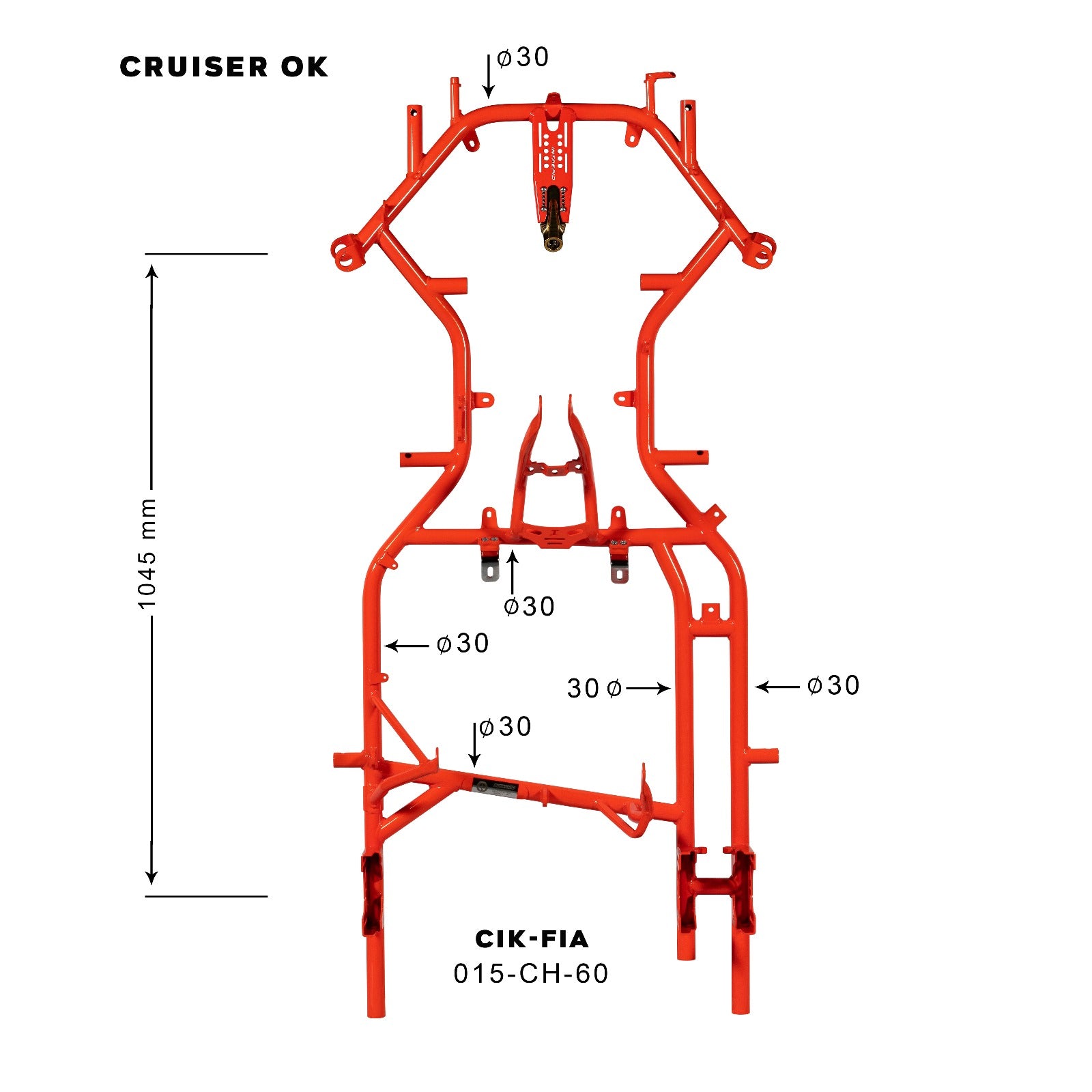 OK - OK/JR FRAME mod.CRUISER MS3 tube Ø30mm wheelbase 1048mm CIK/FIA 015-CH-61 – Original Intrepid replacement part for kart racing